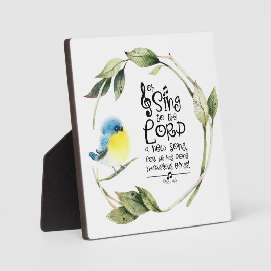 Psalm 98:1 Zing tot de Heer een nieuw lied, Bijbel Fotoplaat (Voorkant)