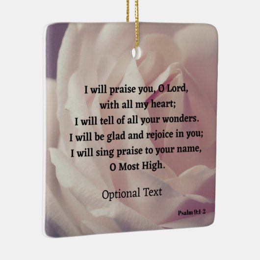 Psalm 9:1-2 Roos Bijbelversie Keramisch Ornament (Rechts)