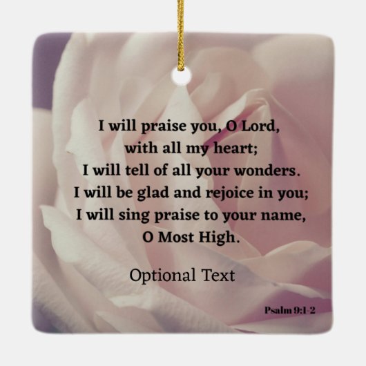 Psalm 9:1-2 Roos Bijbelversie Keramisch Ornament (Achterkant)