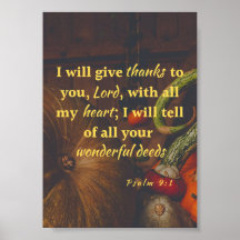 Psalm 9:1 Bedankt voor het poster van de Heer