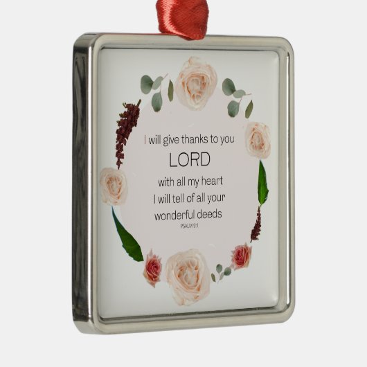 Psalm 9:1, bijbelmetaal Ornament (Rechts)