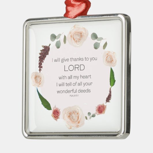 Psalm 9:1, bijbelmetaal Ornament (Links)