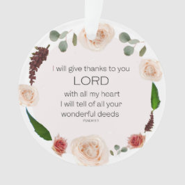 Psalm 9:1, Bijbelverse, ik zal u bedankt geven Ornament