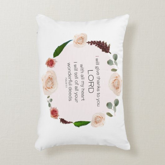 Psalm 9:1, Bijbelversie, Accent PIllow Accent Kussen (Voorkant(Verticaal))