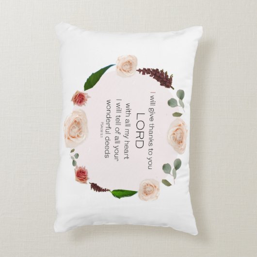 Psalm 9:1, Bijbelversie, Accent PIllow Kussen (Achterkant (Verticaal))