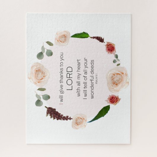 Psalm 9:1, Bijbelversie Legpuzzel (Verticaal)