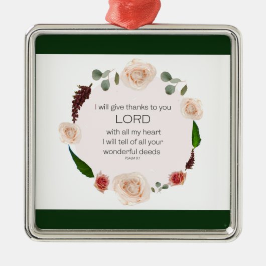 Psalm 9:1, Bijbelversie Metalen Ornament (Voorkant)