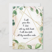 Psalm 9:1, ik zal u, Manuscript, Bijbel opheffen Bedankkaart (Voorkant)