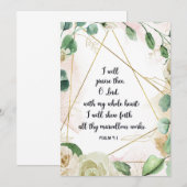 Psalm 9:1, ik zal u, Manuscript, Bijbel opheffen Bedankkaart (Voorkant / Achterkant)