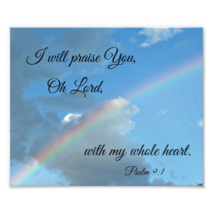 Psalm 9:1 Ik zal u opvrolijken, oh Heer, Foto Afdruk