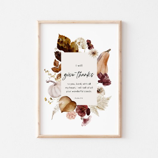 Psalm 9:1 Schriftposter – Dankbaar Zijn Christen Poster