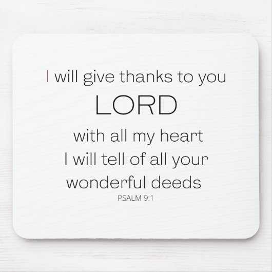 Psalm 9, ik zal u bedankt geven LORD, Muismat (Voorkant)