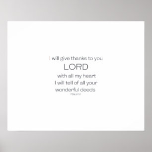 Psalm 9, ik zal u bedankt geven LORD, Poster
