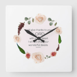 Psalm 9, zal al uw wonderbaarlijke Dingen Floral v Vierkante Klok