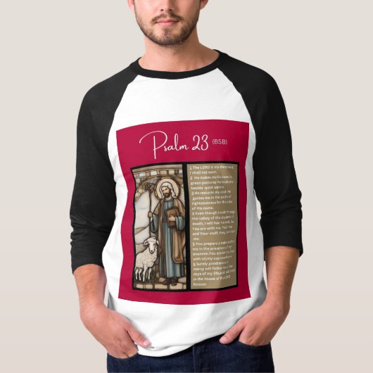 Psalm Bericht - Psalm 23 - 3/4 Lengte Wit T-shirt (Voorkant)