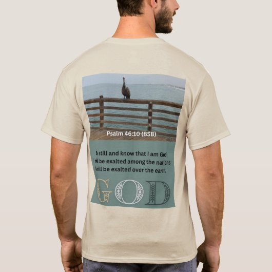 Psalm Bericht - Psalm 46-10 - Korte mouw Tan T-shirt (Achterkant)