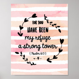 Psalm Bijbeltekst Waterverf Roze Was Christelijk Poster