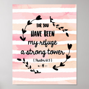 Psalm Bijbeltekst Waterverf Roze Was Christelijk Poster