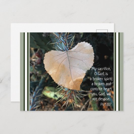 Psalm Broken en Contrite Heart Leaf Briefkaart (Voorkant / Achterkant)