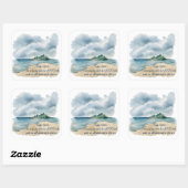 Psalm De Dag Bewolkte Strand Scène Vierkante Sticker (Vel)