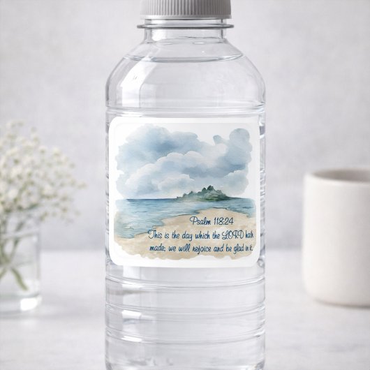 Psalm De Dag Bewolkte Strand Scène Vierkante Sticker