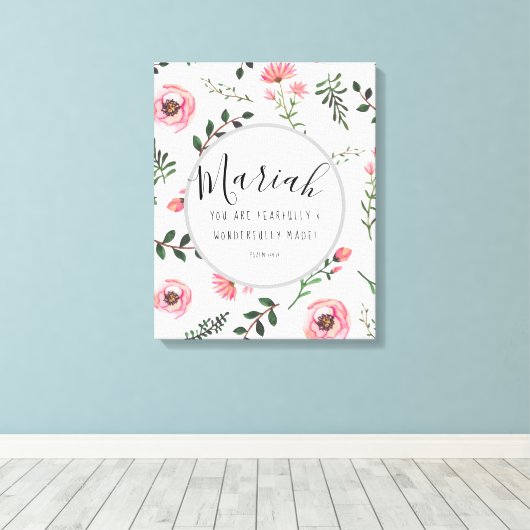 Psalm Fearully and Wonderful Made Psalm Poster Canvas Afdruk (Insitu (Houten vloer))