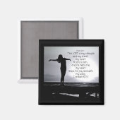 Psalm Lord is mijn Sterke Bijbelcitaat zwarte grij Magneet (Voorkant / Achterkant)