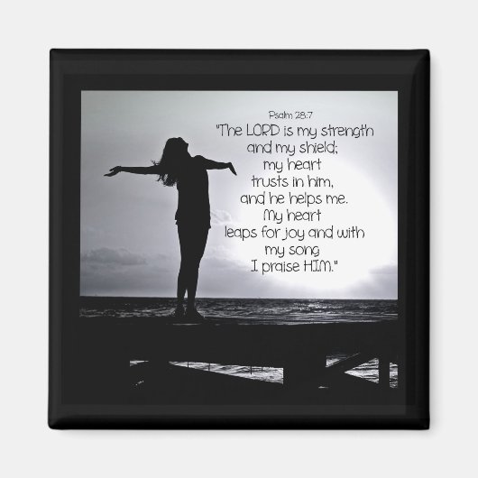 Psalm Lord is mijn Sterke Bijbelcitaat zwarte grij Magneet (Voorkant)