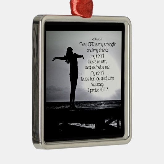 Psalm Lord is mijn Sterke Bijbelcitaat zwarte grij Metalen Ornament (Rechts)