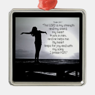 Psalm Lord is mijn Sterke Bijbelcitaat zwarte grij Metalen Ornament