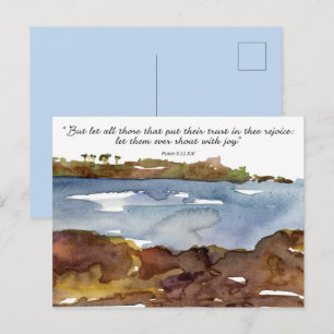 Psalm Schrift Gebed Kaart Oceaan Aquarel