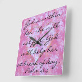 Psalm scriptie God zit in haar muurklok Vierkante Klok (Hoek)