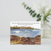 Psalm Scripture Prayer Card Ocean Watercolor Briefkaart (Staand voorkant)