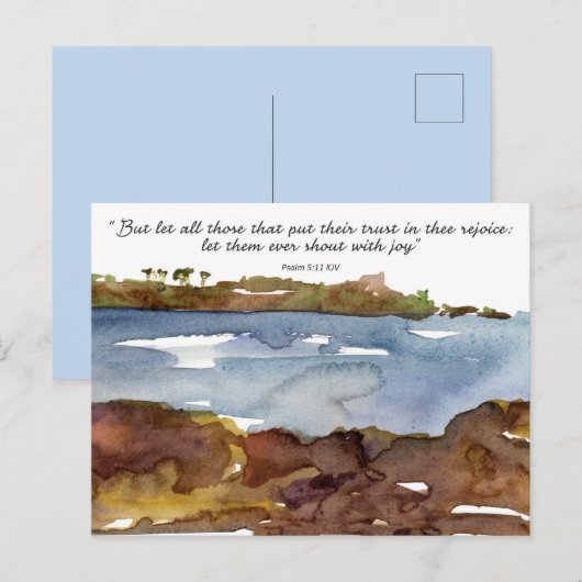 Psalm Scripture Prayer Card Ocean Watercolor Briefkaart (Voorkant / Achterkant)