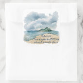 Psalm The Day Cloudy Beach Scene Vierkante Sticker (Tas)