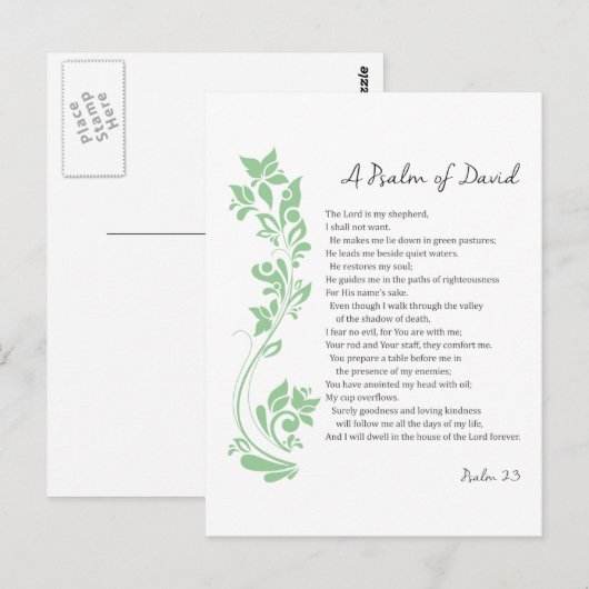 Psalm van David De Heer is mijn Shepherd Bible Ver Briefkaart (Voorkant / Achterkant)