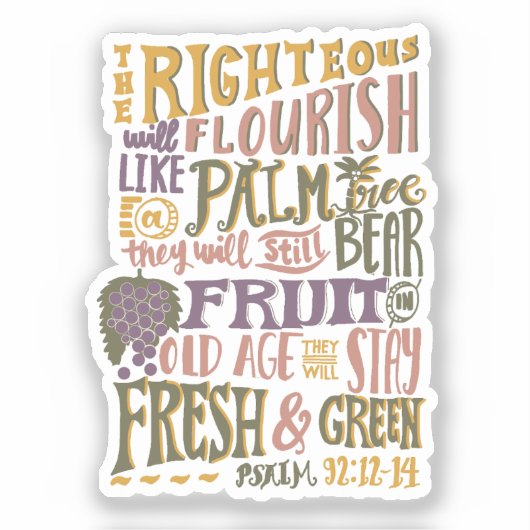 Psalm voor de Oude Leeftijd Handlettering op wijns Sticker (Voorkant)
