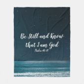 Psalm Wees stil en weet dat ik God Night Beach ben Fleece Deken (Voorkant)