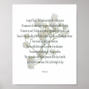 Psalm, Witte Bloem, Waarde Poster Papier (Mat)