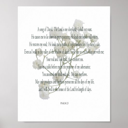 Psalm, Witte Bloem, Waarde Poster Papier (Mat) (Voorkant)