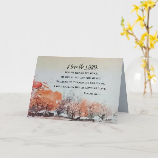 Psalmen 116 1-2 Ik hou van de Heer Bijbel Verse Kaart (Gele Bloem)