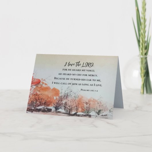 Psalmen 116 1-2 Ik hou van de Heer Bijbel Verse Kaart (Voorkant)