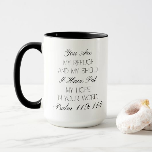 Psalmen 119:114 Hoop Bijbeltekst Mok (Met donut)