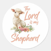 Psalmen 23 De Heer is mijn herder Christelijk Gelo Ronde Sticker (Voorkant)