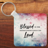 Psalmen 33:12 Gezegend is de Nation Bijbel Verse Sleutelhanger (Voorkant)