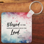 Psalmen 33:12 Gezegend is de Nation Bijbel Verse Sleutelhanger (Achterkant)