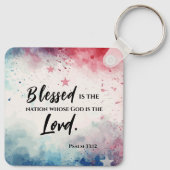 Psalmen 33:12 Gezegend is de Nation Bijbel Verse Sleutelhanger (Achterkant)