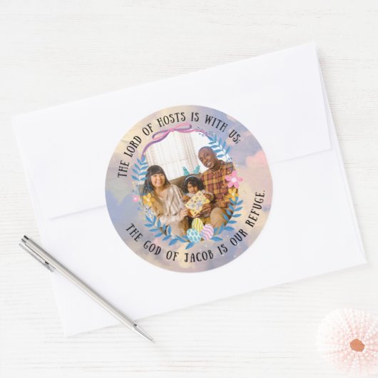 PSALMEN 46:7 RONDE STICKER (Envelop)