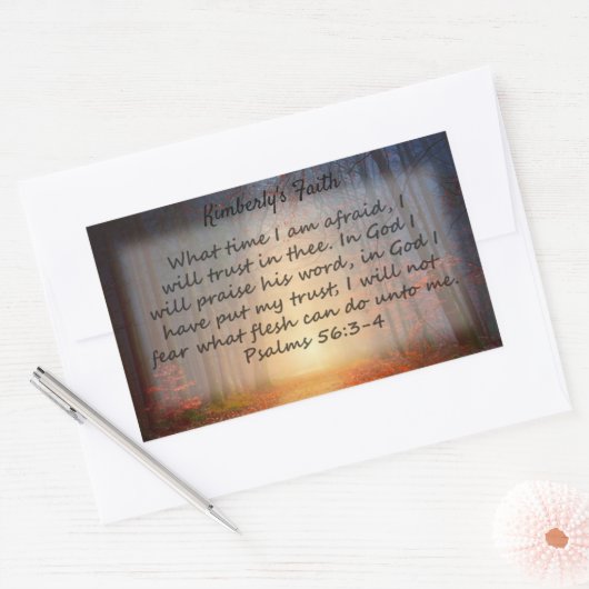 Psalmen 56: 3-4 rechthoekige sticker (Envelop)