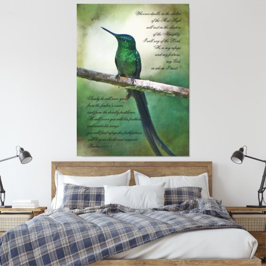 Psalmen 91:1-4 Inspirerend Canvas Print (Insitu (Slaapkamer))